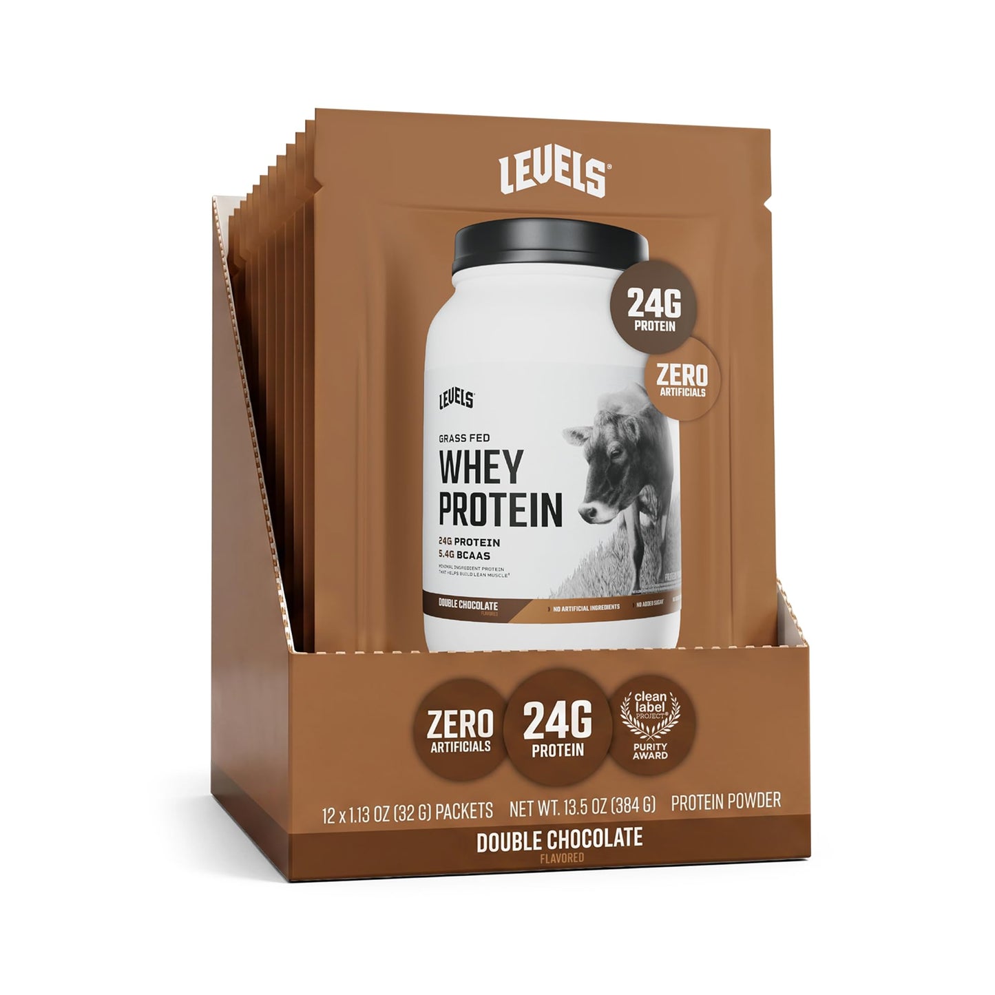 Levels Whey Protein Powder, No Artificial Ingredients, Vanilla Bean, 2LB | 24G of Protein, 5.4G BCAAs, Clean Ingredients, Hormone Free Dairy, No Fillers, No Added Sugar, No Junk