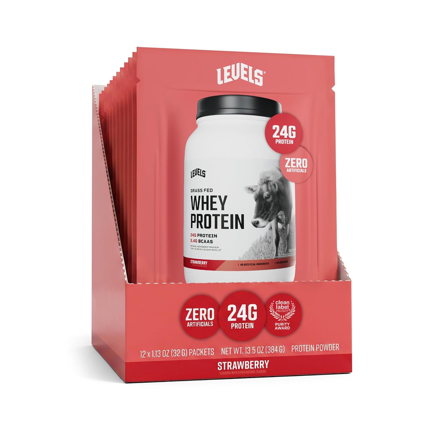 Levels Whey Protein Powder, No Artificial Ingredients, Vanilla Bean, 2LB | 24G of Protein, 5.4G BCAAs, Clean Ingredients, Hormone Free Dairy, No Fillers, No Added Sugar, No Junk