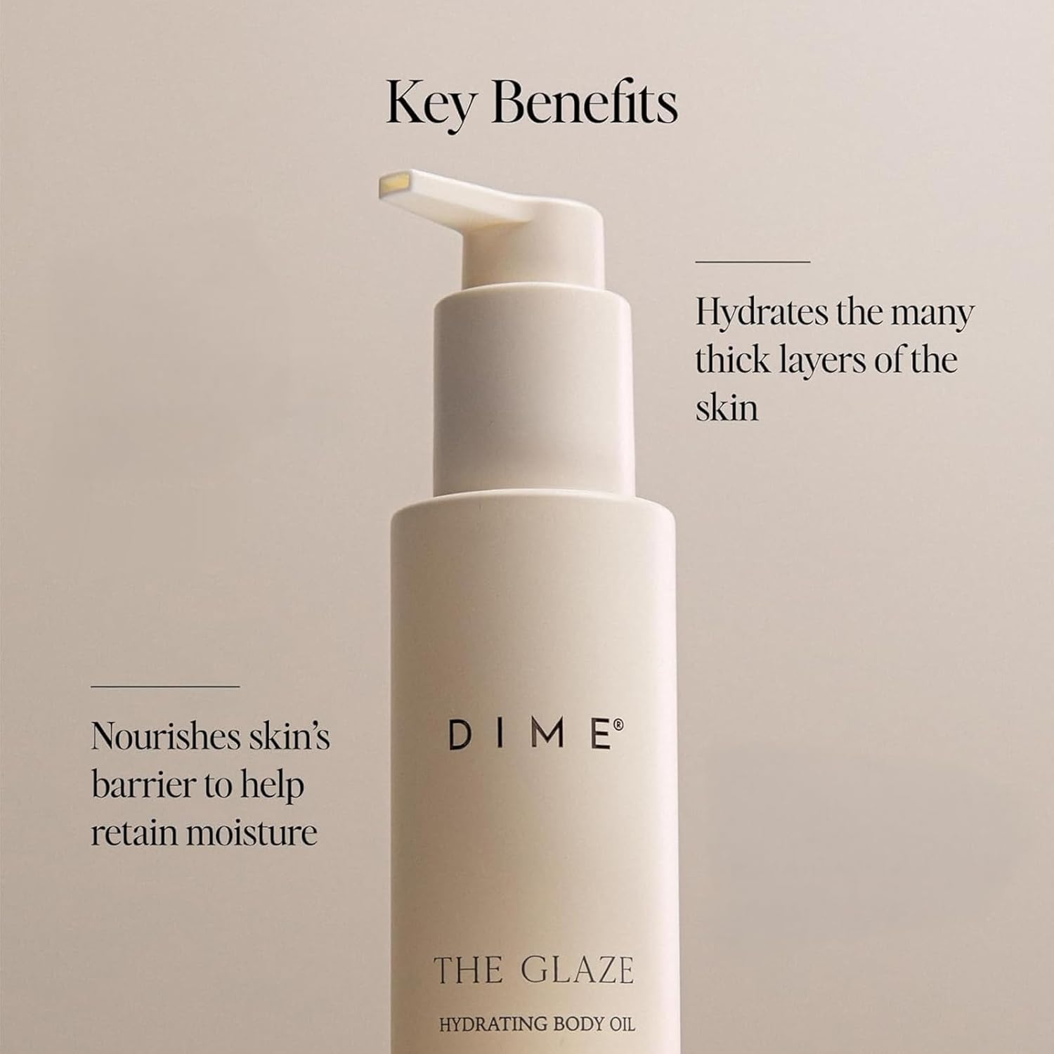 DIME Beauty Glaze Body Oil, Hydrating, Non-Greasy Massage Oil, Argan and Jojoba Oil for Skin, Bath Oil for All Over Body Glow, 4 oz / 120 ml