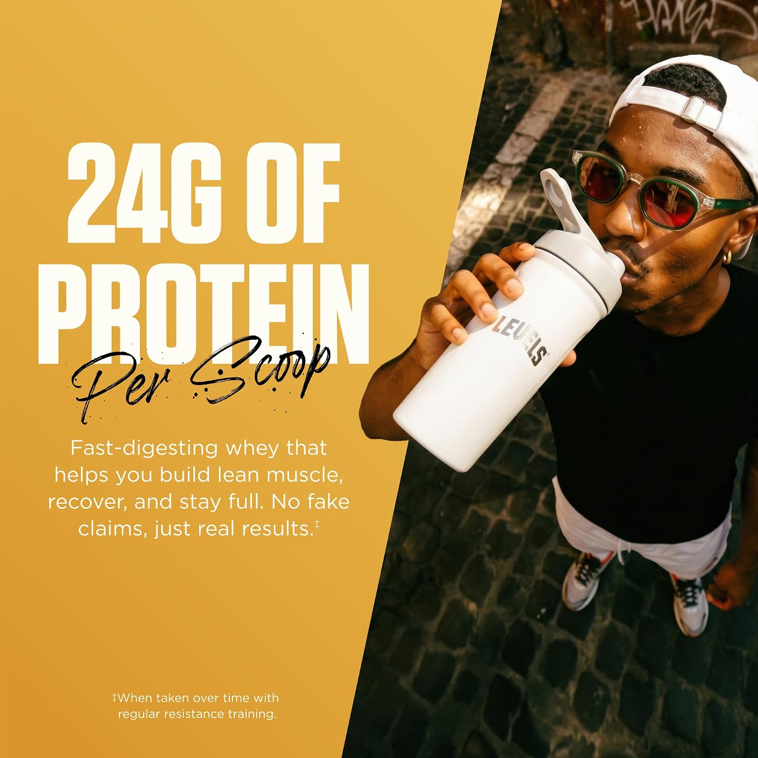 Levels Whey Protein Powder, No Artificial Ingredients, Vanilla Bean, 2LB | 24G of Protein, 5.4G BCAAs, Clean Ingredients, Hormone Free Dairy, No Fillers, No Added Sugar, No Junk