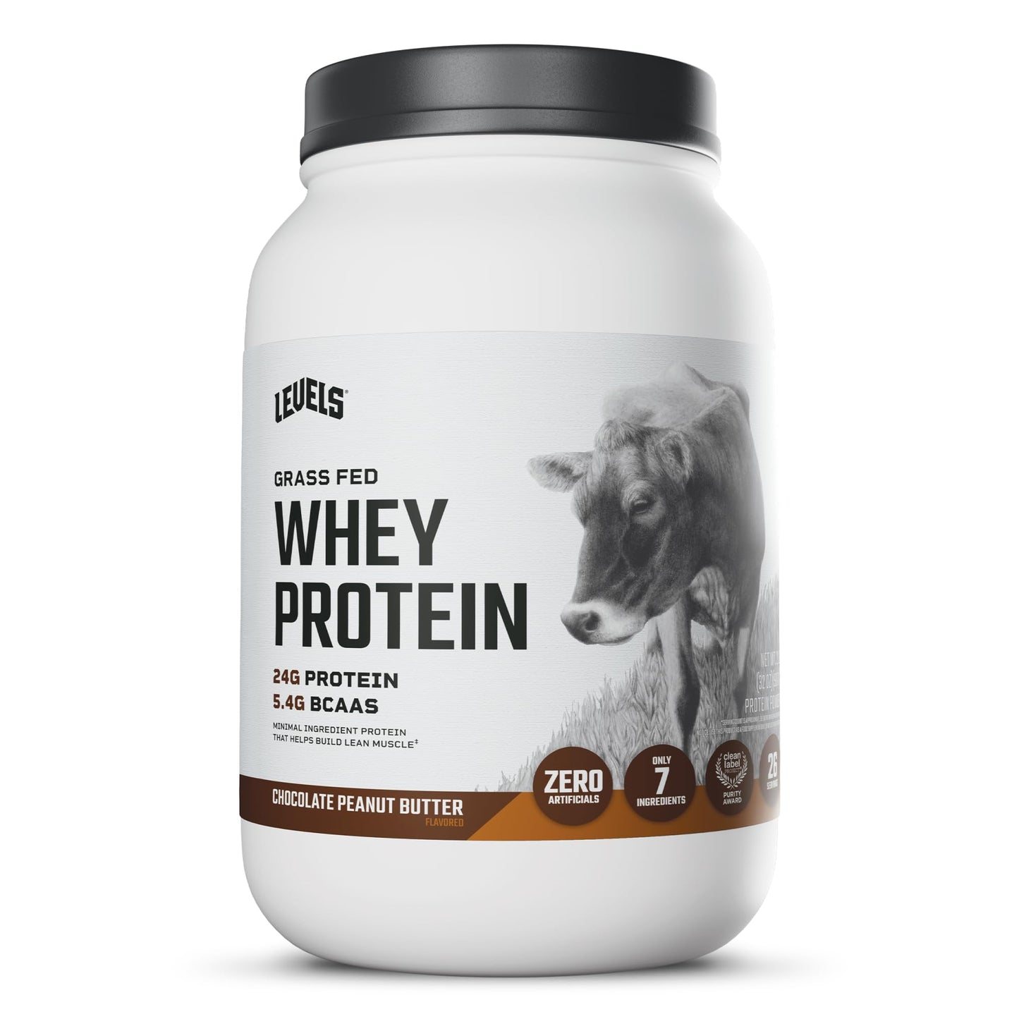 Levels Whey Protein Powder, No Artificial Ingredients, Vanilla Bean, 2LB | 24G of Protein, 5.4G BCAAs, Clean Ingredients, Hormone Free Dairy, No Fillers, No Added Sugar, No Junk