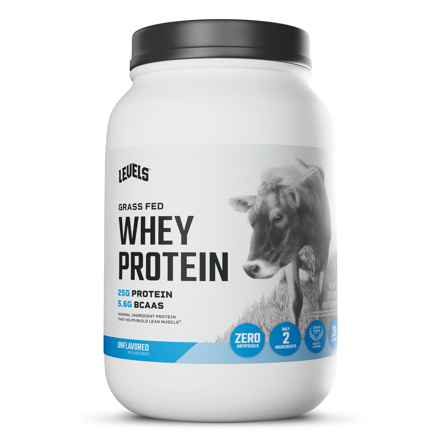 Levels Whey Protein Powder, No Artificial Ingredients, Vanilla Bean, 2LB | 24G of Protein, 5.4G BCAAs, Clean Ingredients, Hormone Free Dairy, No Fillers, No Added Sugar, No Junk
