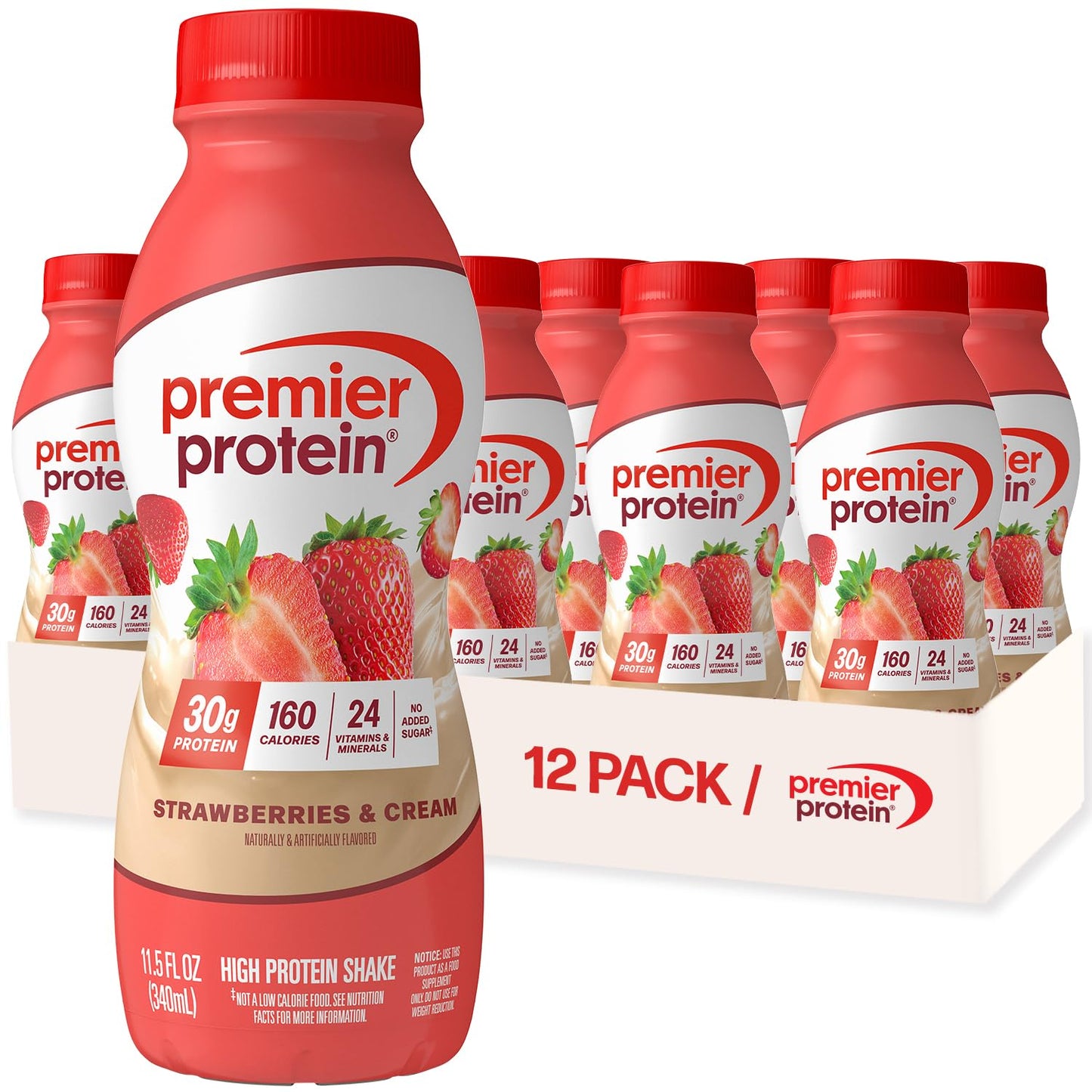 Premier Protein Shake, Peaches & Cream, 30g High Protein, 12 Pack