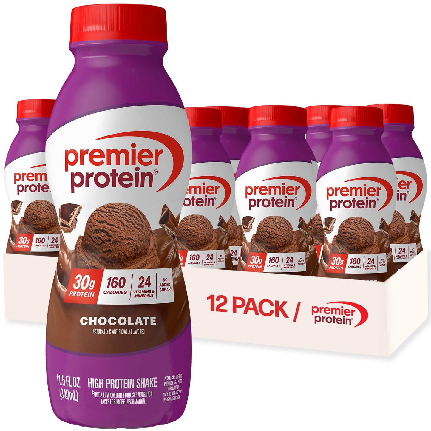Premier Protein Shake, Peaches & Cream, 30g High Protein, 12 Pack