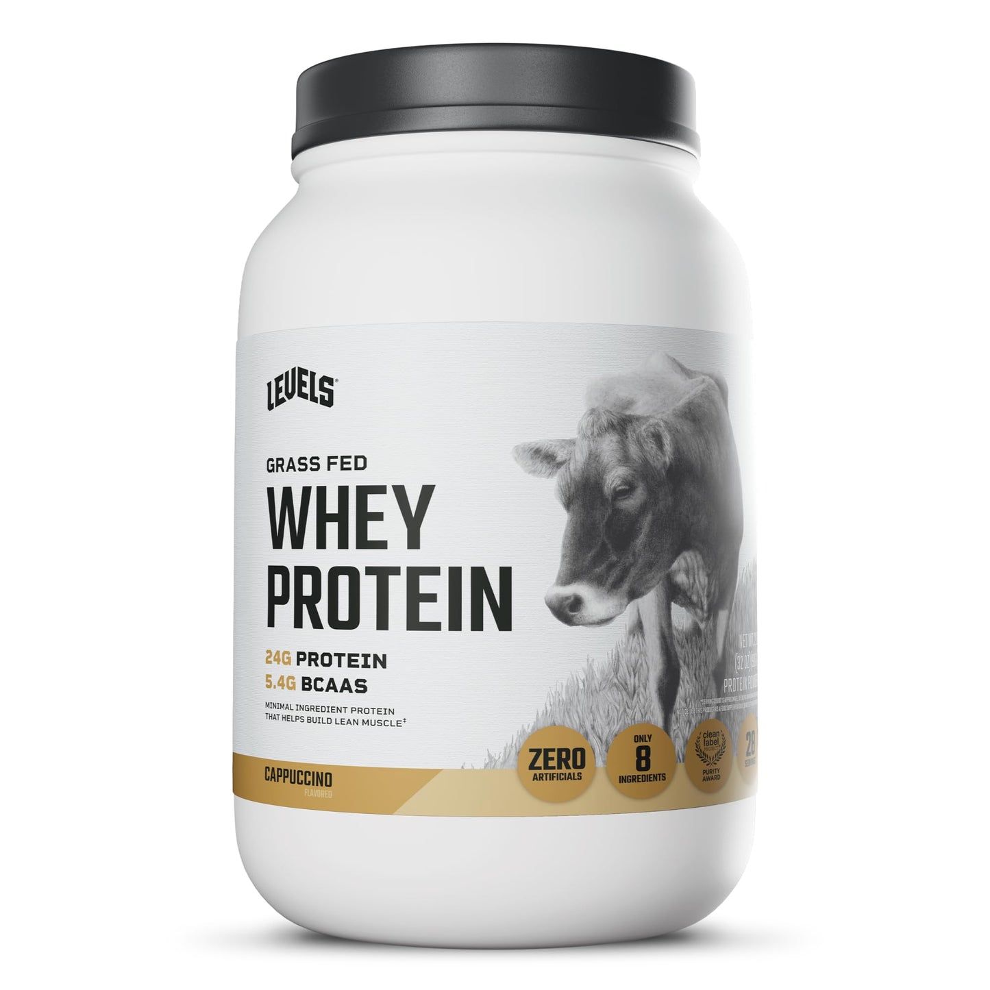 Levels Whey Protein Powder, No Artificial Ingredients, Vanilla Bean, 2LB | 24G of Protein, 5.4G BCAAs, Clean Ingredients, Hormone Free Dairy, No Fillers, No Added Sugar, No Junk