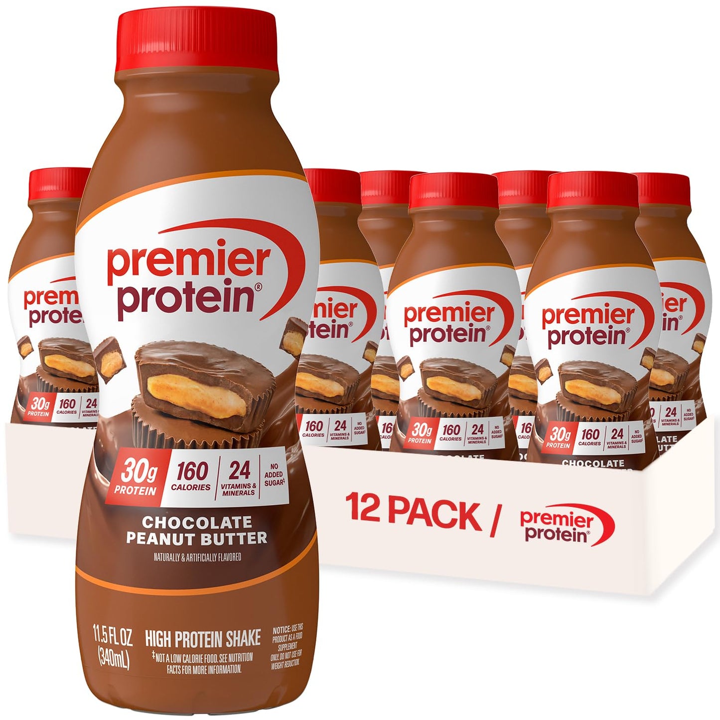 Premier Protein Shake, Peaches & Cream, 30g High Protein, 12 Pack
