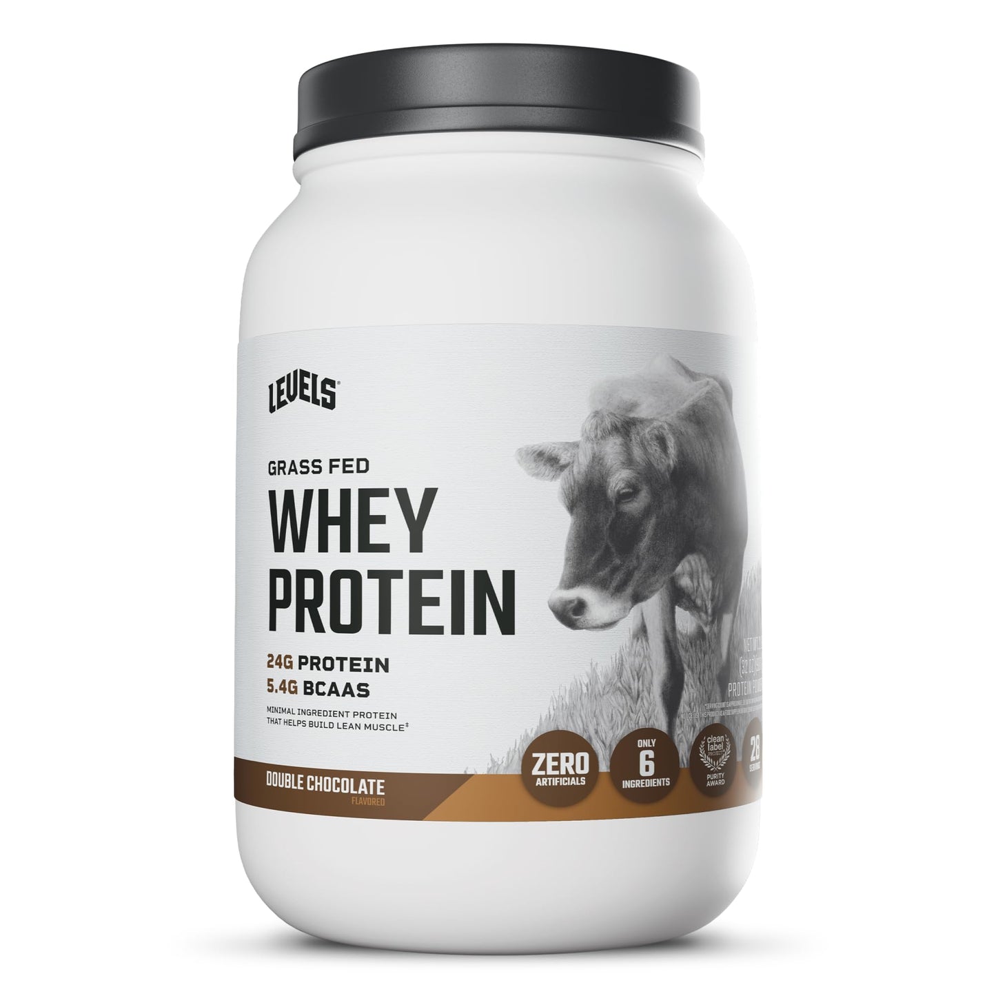 Levels Whey Protein Powder, No Artificial Ingredients, Vanilla Bean, 2LB | 24G of Protein, 5.4G BCAAs, Clean Ingredients, Hormone Free Dairy, No Fillers, No Added Sugar, No Junk