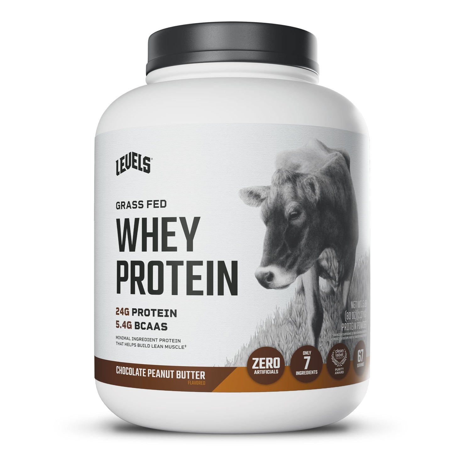 Levels Whey Protein Powder, No Artificial Ingredients, Vanilla Bean, 2LB | 24G of Protein, 5.4G BCAAs, Clean Ingredients, Hormone Free Dairy, No Fillers, No Added Sugar, No Junk