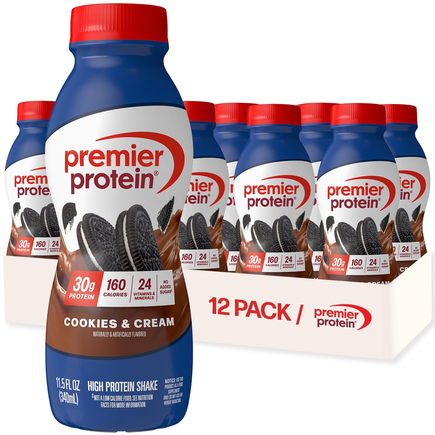 Premier Protein Shake, Peaches & Cream, 30g High Protein, 12 Pack