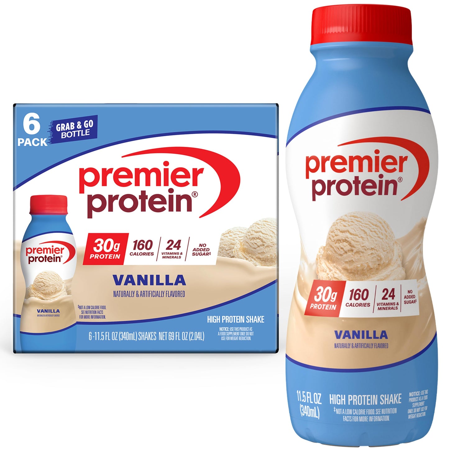 Premier Protein Shake, Peaches & Cream, 30g High Protein, 12 Pack
